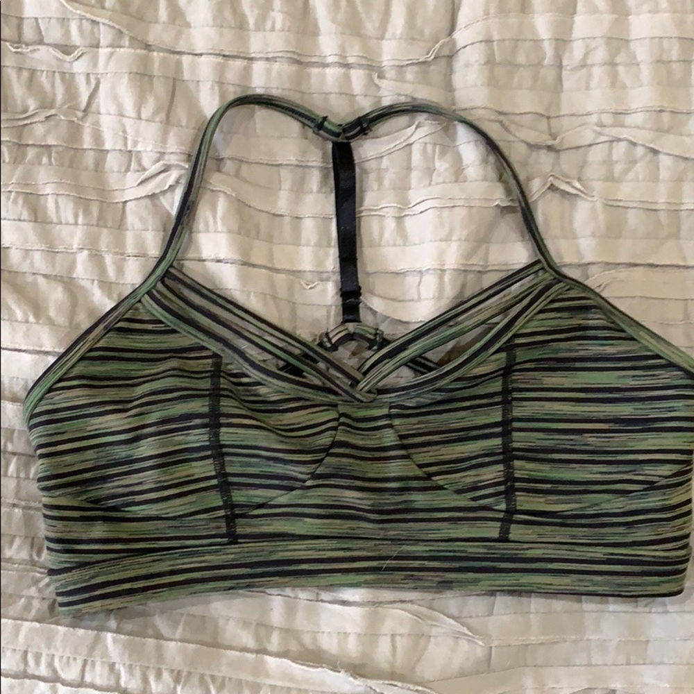 Gylder Green Striped Sports Bra